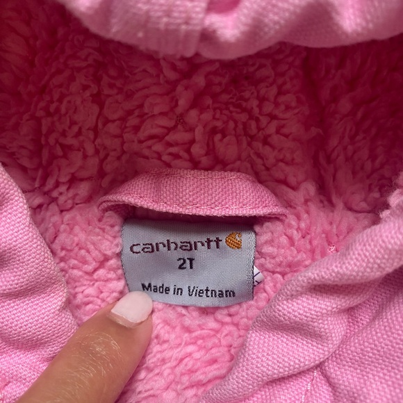 Carhartt Toddler Girls Pink Hooded Jacket Fleece Lined Sz 2T - Picture 4 of 7